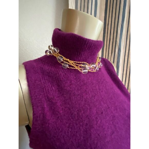 EUC Kenneth J Lane Clear Beaded Gold Metal Chain Layered Necklace - Picture 1 of 4